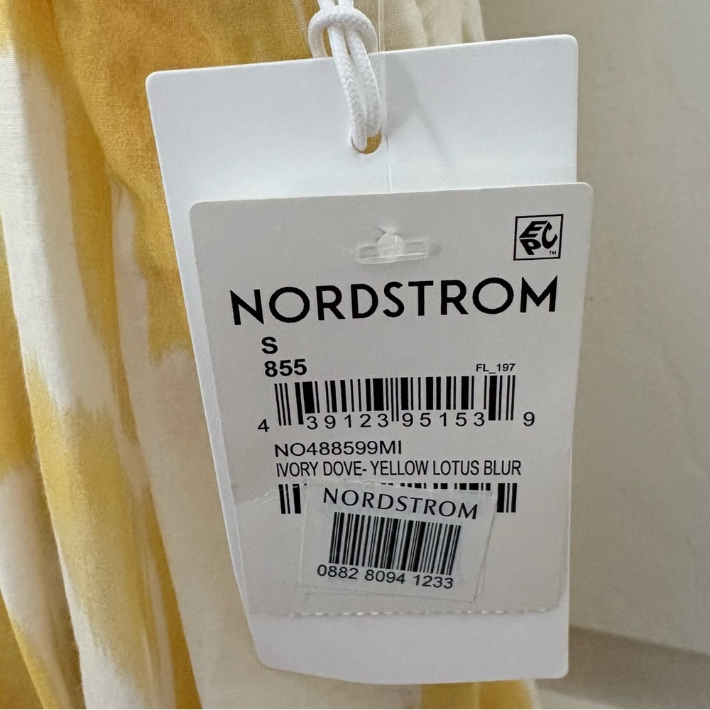 Nordstrom Silk Cotton Sun Dress Yellow White Maxi Pocket Boho Festival S - Picture 7 of 10